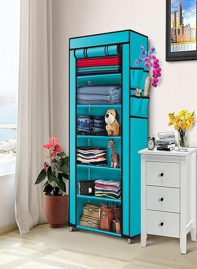 VIPEK Foldable Wardrobe for Clothes, Cloth Organizer for Storage with 6 Shelves, Multipurpose Clothes Rack for Home & Bedroom, Firozi - Image 3